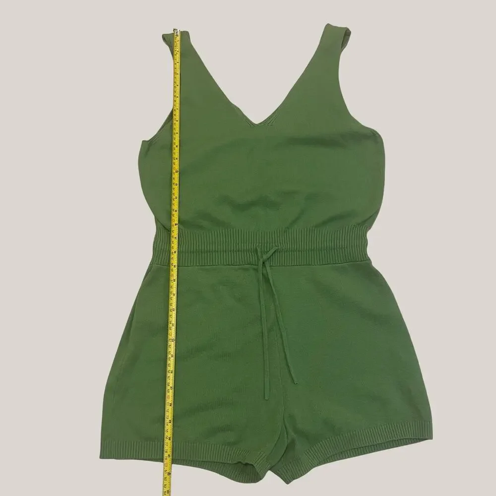 Daily Practice Anthropology Knit Romper M | Green Sleeveless Playsuit
